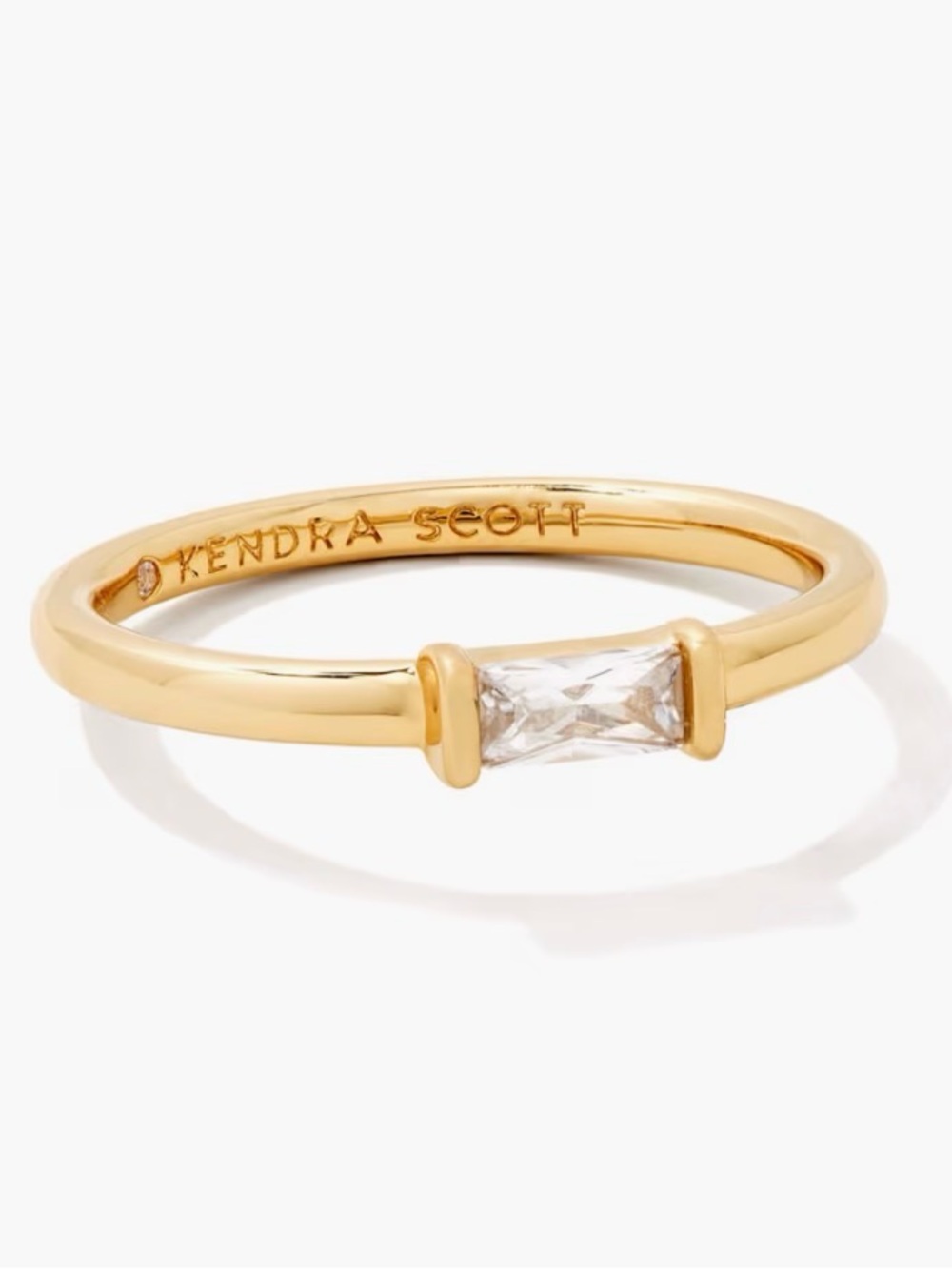Kendra Scott Gold Ring with Clear Baguette Stone